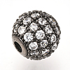 Brass Micro Pave Cubic Zirconia Beads ZIRC-Q013-12mm-142B-2