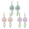 Flower & Leaf Acrylic Dangle Earrings EJEW-JE06178-1