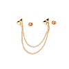 Double Triangle with Safaty Chain Hanging Sweater Brooch Pin JEWB-WH0009-93-2