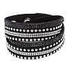 6-row Suede Cord & Rhinestone & Alloy Rivet Wrap Bracelets WGDA315-03-1