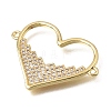 Valentine's Day Brass Micro Pave Clear Cubic Zirconia Heart Links Connector Charms KK-C263-15G-2