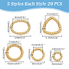 ARRICRAFT 100Pcs 5 Style Alloy Linking Rings FIND-AR0004-58-2