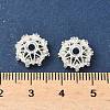 Flower Brass Micro Pave Clear Cubic Zirconia Bead Caps KK-A254-01A-S-2