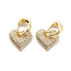 Clear Cubic Zirconia Heart Dangle Hoop Earrings EJEW-G333-01G-1