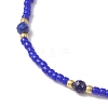 Natural Lapis Lazuli & Seed Glass Beaded Braided Bead Bracelets BJEW-JB12605-04-3