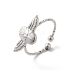 Non-Tarnish 304 Stainless Steel Owl Open Cuff Rings for Women RJEW-H136-01P-1