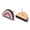 Printing Wood Stud Earrings for Women EJEW-B028-04B-2