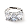 Clear Cubic Zirconia Teardrop Adjustable Ring RJEW-I087-12P-2