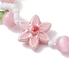 Handmade Porcelain and Cat Eye and Acrylic Beads Braided Bead Bracelets BJEW-TA00700-02-3