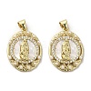 Brass Pave Shell Pendants KK-I708-16J-G-1