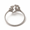 304 Stainless Steel Double Cat Finger Ring for Women RJEW-K239-04P-3