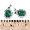 Natural Green Onyx Agate(Dyed & Heated) Oval Pendants KK-U043-34P-01-3