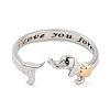 Dog Brass Open Cuff Rings for Women RJEW-S416-01G-2