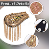 Teardrop Iron Chain Tassel with Rhinestone Epaulettes AJEW-WH20006-326A-G-6