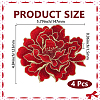 4Pcs Peony Polyester Embroidery Sew On Patches PATC-CY0001-72B-2
