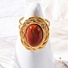 Oval Natural Red Jasper Finger Rings RJEW-M063-01G-08-4