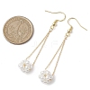 Shell Pearl Beads & Brass Cable Chain Dangle Earrings EJEW-TA00570-3