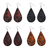 FIBLOOM 4 Pairs 4 Colors PU Leather Dangle Earrings with Steel Iron Pins EJEW-FI0003-09-8