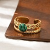 Natural Malachite Finger Rings RJEW-K290-01G-5