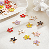 24Pcs 6 Colors Flower Alloy Enamel Pendants ENAM-LP0001-54-1