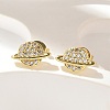 Brass Micro Pave Clear Cubic Zirconia Stud Earrings EJEW-A128-03G-4
