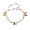 Natural Shell & ABS Plastic Imitation Pearl Beaded Bracelets BJEW-JB10555-1