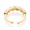 Brass Micro Pave Clear Cubic Zirconia Cuff Rings for Women KK-T074-14G-3
