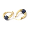 Natural Sodalite Round Beaded Hoop Earrings EJEW-A099-03G-06-3