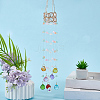 Flower Round Glass Beads Tassel Hanging Suncatchers for Window Garden Outdoor Decoration HJEW-WH20020-007C-3