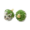 Rhinestone Clay Brass Pendants KK-D295-05G-2