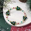 Round & Christmas Tree Glass Beaded Stretch Bracelets for Women X1-BJEW-TA00503-2