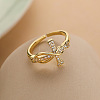 Brass Micro Pave Cubic Zirconia Open Cuff Rings LS-WG10142-01-1