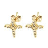 Brass Micro Pave Cubic Zirconia Ear Studs EJEW-P261-25B-G-1