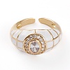Brass Micro Pave Clear Cubic Zirconia Cuff Rings RJEW-C101-14G-3