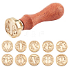 CRASPIRE 10Pcs 10 Style Wax Seal Brass Stamp Head DIY-CP0006-38-3