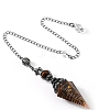 Natural Tiger Eye & Resin Hexagonal Pointed Dowsing Pendulums PW-WG7D05E-12-1