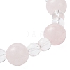 Natural Rose Quartz & Synthetic Quartz Crystal Round Beaded Stretch Bracelets BJEW-JB12246-02-4