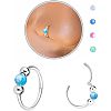 316L Surgical Stainless Steel & Round Synthetic Opal Hoop Nose Rings WG47E0A-08-1