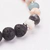 Natural & Synthetic Mixed Stone & Lava Rock Stretch Bracelets BJEW-JB03072-3