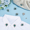 8Pcs Teardrop Zinc Alloy & Glass Lapel Pin Backs for Clothes JEWB-PH0001-90B-4