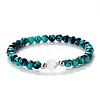 Synthetic Turquoise Heart & Round Beaded Stretch Bracelet PG1850-7-1