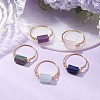 Column Natural Aquamarine & Rose Quartz & Lapis Lazuli & Labradorite & Amethyst Finger Rings RJEW-JR00817-2