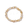 Natural Gold Rutilated Quartz Beaded Stretch Rings for Women RJEW-JR00868-11-2
