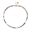 Rondelle Natural Agate & Pearl & Brass Beaded Necklaces for Women NJEW-T017-02G-1