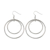 Electroplated 304 Stainless Steel Flat Round Dangle Earrings EJEW-Z129-09P-4