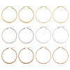  6 Pairs 6 Style 304 Titanium Steel Flattened Big Hoop Earrings for Women STAS-TA0001-89-8