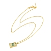 Brass Micro Pave Cubic Zirconia Rectangle with Heart Pendant Adjustable Slider Necklaces KK-CBA4547-08G-02-5