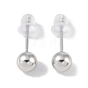 Anti-Tarnish Rhodium Plated Round 999 Sterling Silver Stud Earrings for Women EJEW-S215-17P-2