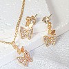 Butterfly Alloy Rhinestone Pendant Necklaces & Stud Earrings Sets for Women FS-WGF94CB-01-3