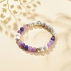 Natural Weathered Agate(Dyed) & Howlite Round Beaded Stretch Bracelet BJEW-JB08087-02-2